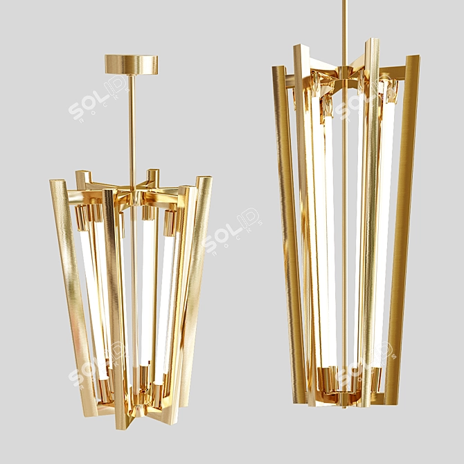 Enchanting Brass Suspension Lamp 3D model image 1