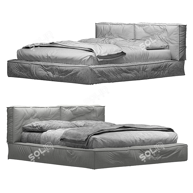 Twils Academy Piuma Double Bed: Sleek Elegance for a Luxurious Sleep 3D model image 3