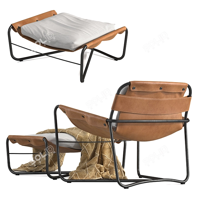 Contemporary Bug Lounge Chair & Ottoman 3D model image 2