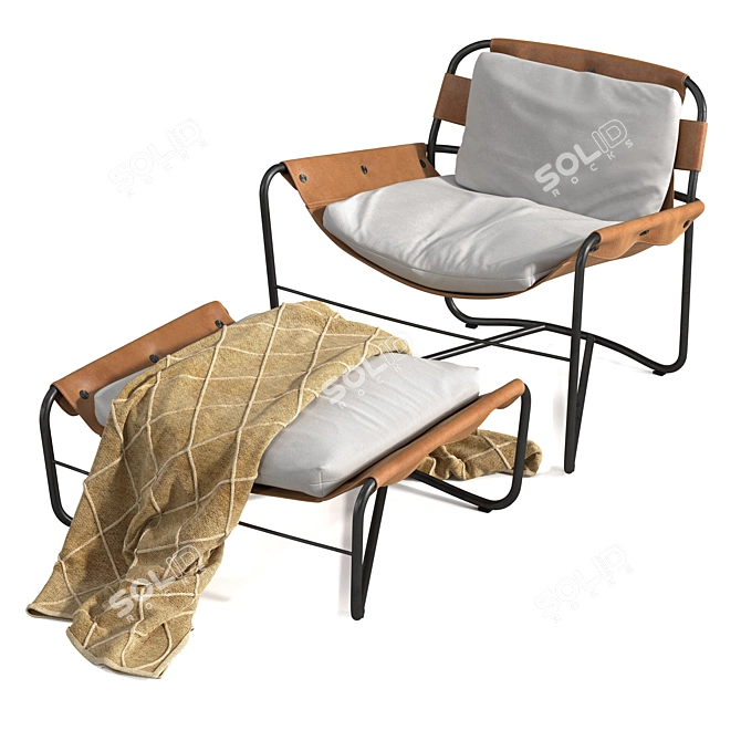 Contemporary Bug Lounge Chair & Ottoman 3D model image 3