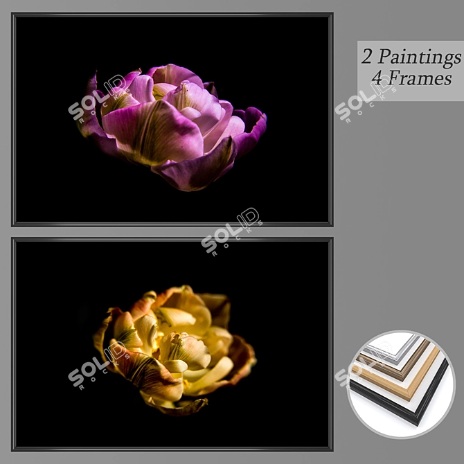 Elegant Framed Wall Art Set 3D model image 1