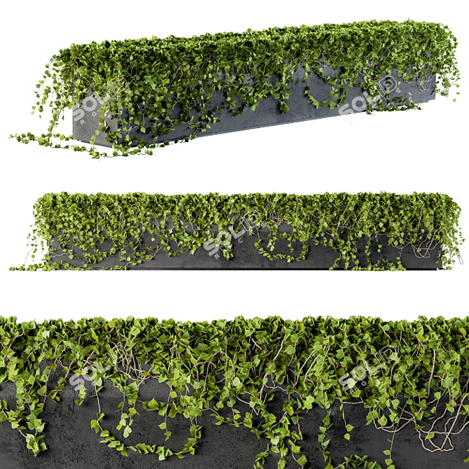 Modern Concrete Planter Set 3D model image 1