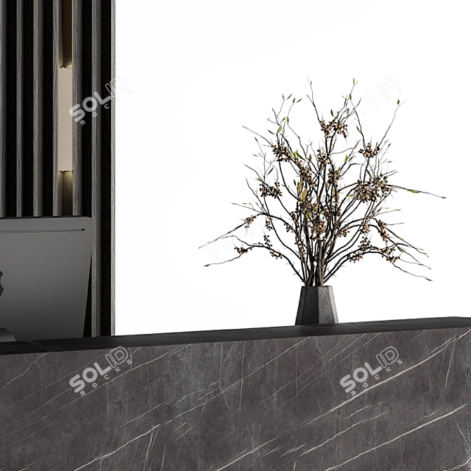 Modern Reception Desk and Wall Art 3D model image 3