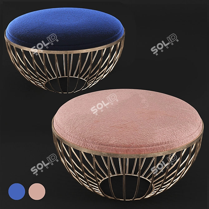 Metallic Interior Ottoman 3D model image 1