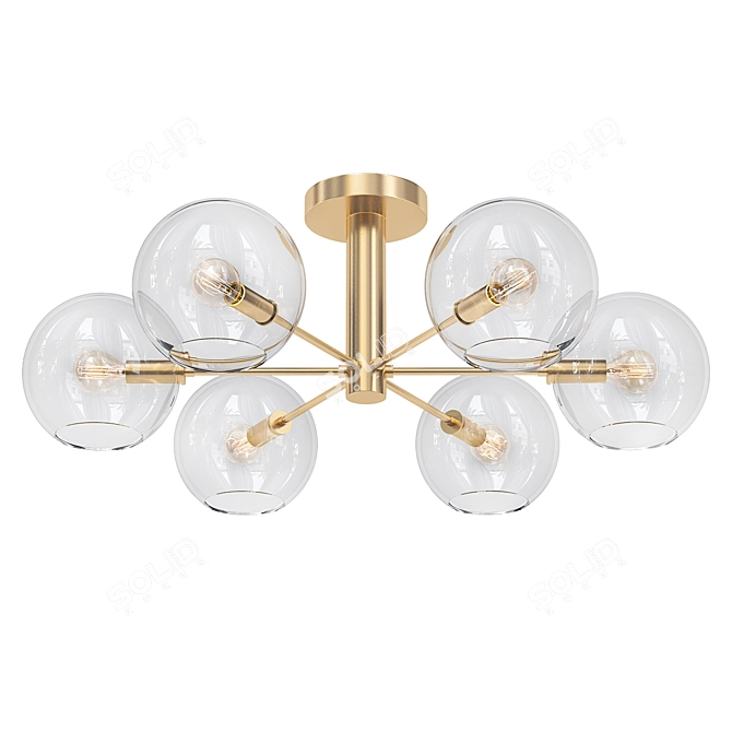 Modern Brass Ceiling Light 3D model image 1