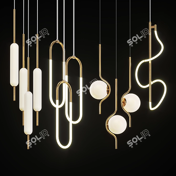  Stylish Pendant Lights Collection 3D model image 1