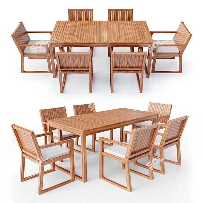 Sleek and Stylish Garden Dining Set 3D model image 1