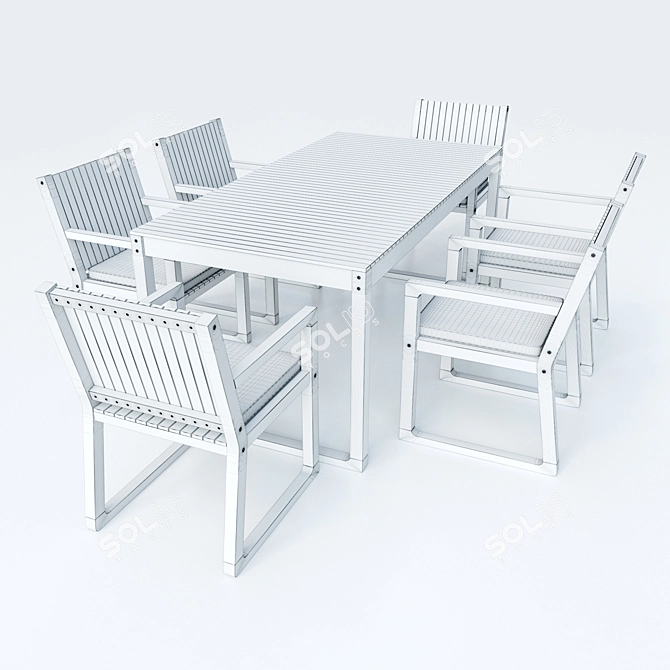 Sleek and Stylish Garden Dining Set 3D model image 5