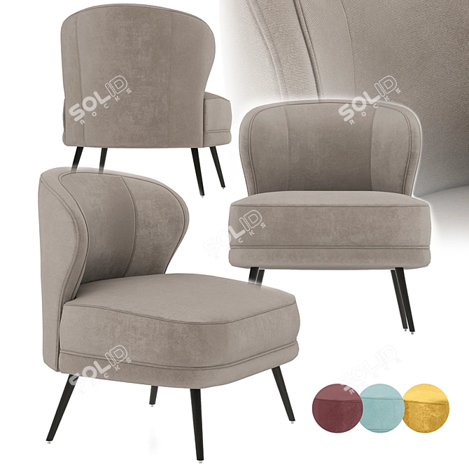 Elegant Flax Linen Kitts Chair 3D model image 14