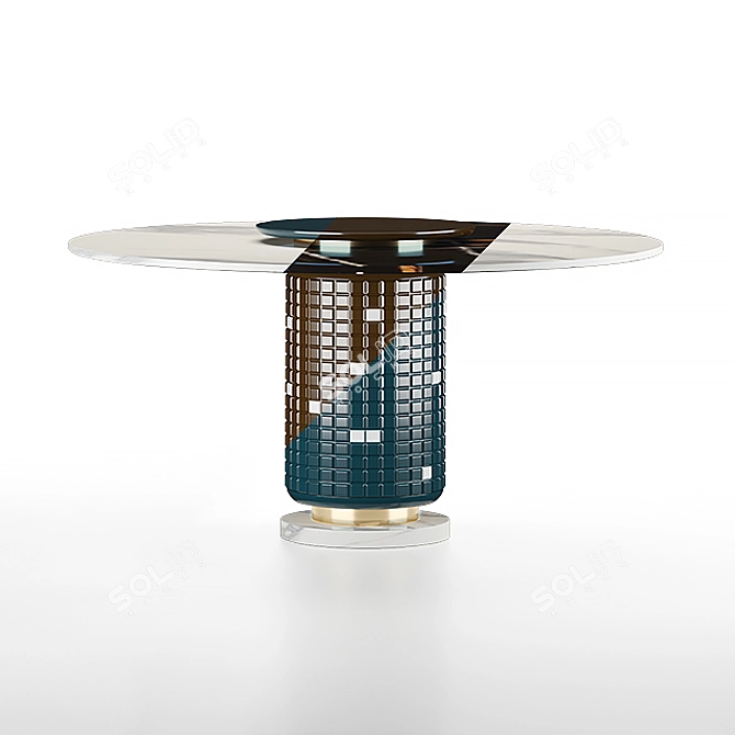 Mezzo Collection Kirk Dining Table: Elegant Lacquered Wood, Carrara Marble, and Polished Brass Design 3D model image 1