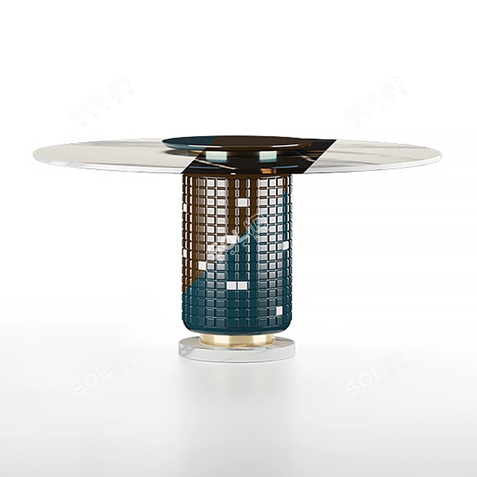 Mezzo Collection Kirk Dining Table: Elegant Lacquered Wood, Carrara Marble, and Polished Brass Design 3D model image 5