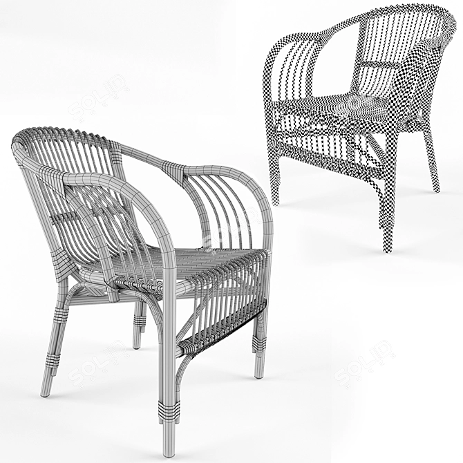 Pari Rattan Chair: Organic Elegance for Your Space 3D model image 4