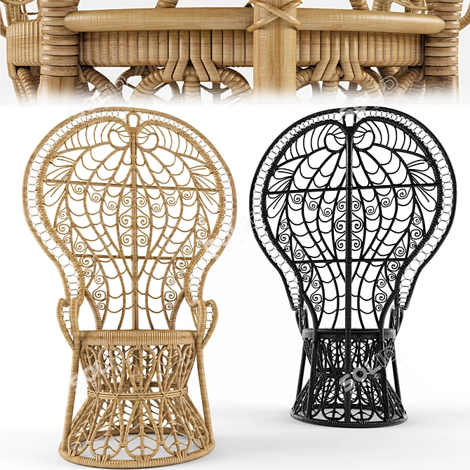 Natural Rattan Outdoor Chair 3D model image 1
