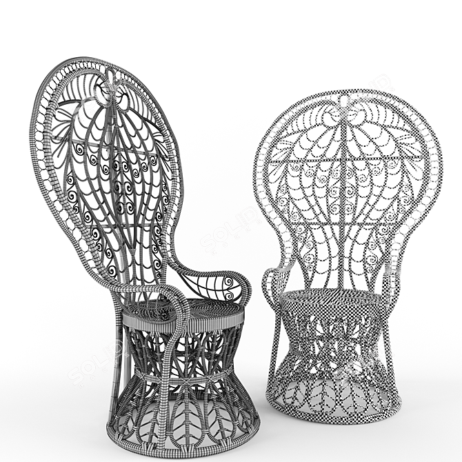 Natural Rattan Outdoor Chair 3D model image 3