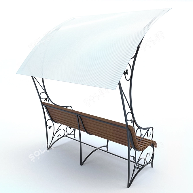 Park Canopy Bench: Elegant Outdoor Seating 3D model image 2