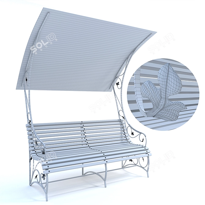 Park Canopy Bench: Elegant Outdoor Seating 3D model image 4