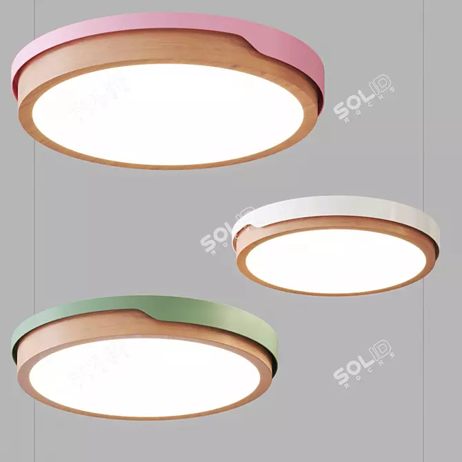 Wooden LED Ceiling Lamp: Lid 3D model image 1