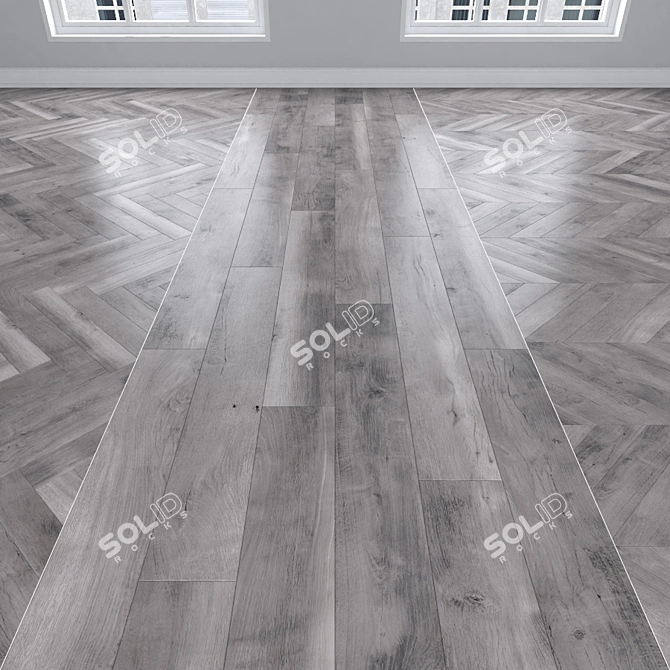 Parquet Oak: Herringbone, Linear, Chevron 3D model image 1