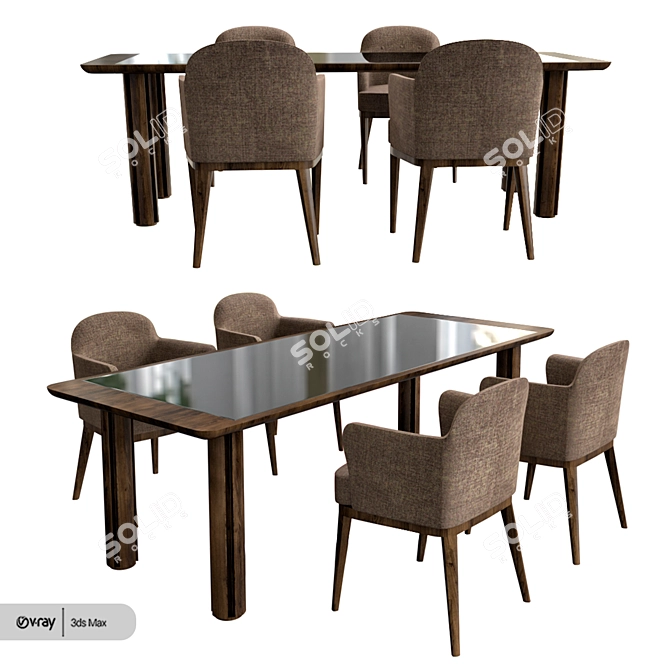 Elegant Porada Quadrifoglio Table 3D model image 1