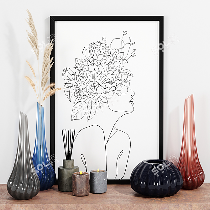 Elegant Murano Glass Vase: Reflex Décor Set 3D model image 1