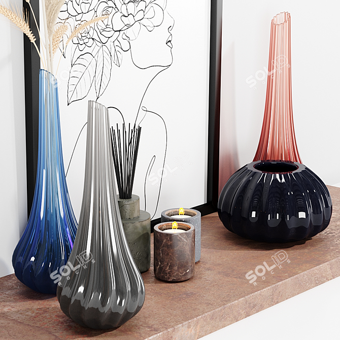 Elegant Murano Glass Vase: Reflex Décor Set 3D model image 2