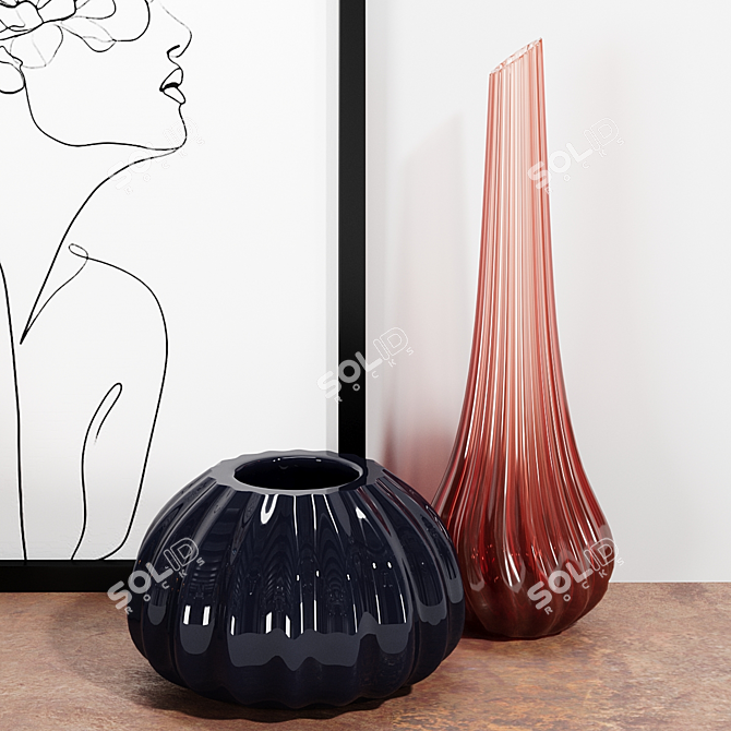Elegant Murano Glass Vase: Reflex Décor Set 3D model image 4
