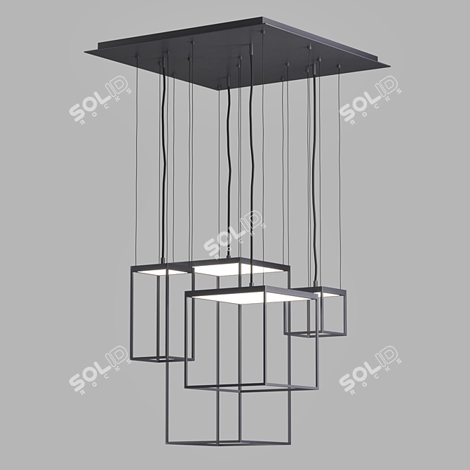 Elegant LED Metal Pendant Lamp 3D model image 5