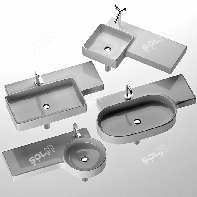 Elegant Simas Flow Sink Collection 3D model image 2