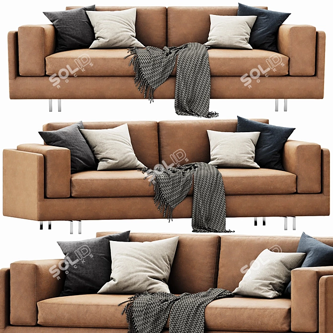 Modern Mama Leather Sofa 3D model image 1