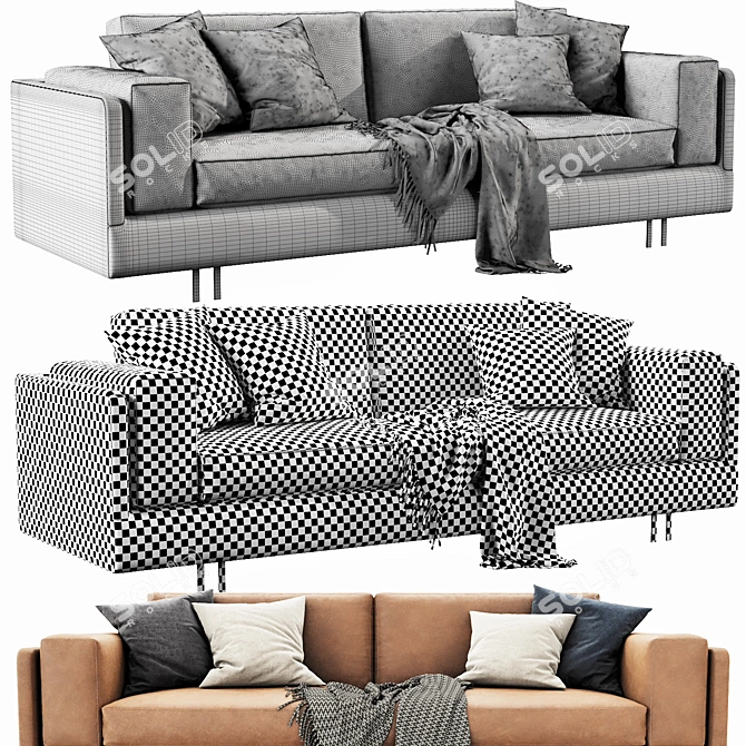 Modern Mama Leather Sofa 3D model image 3