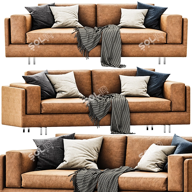 Modern Mama Leather Sofa 3D model image 4