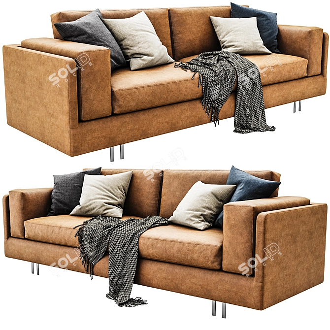 Modern Mama Leather Sofa 3D model image 5