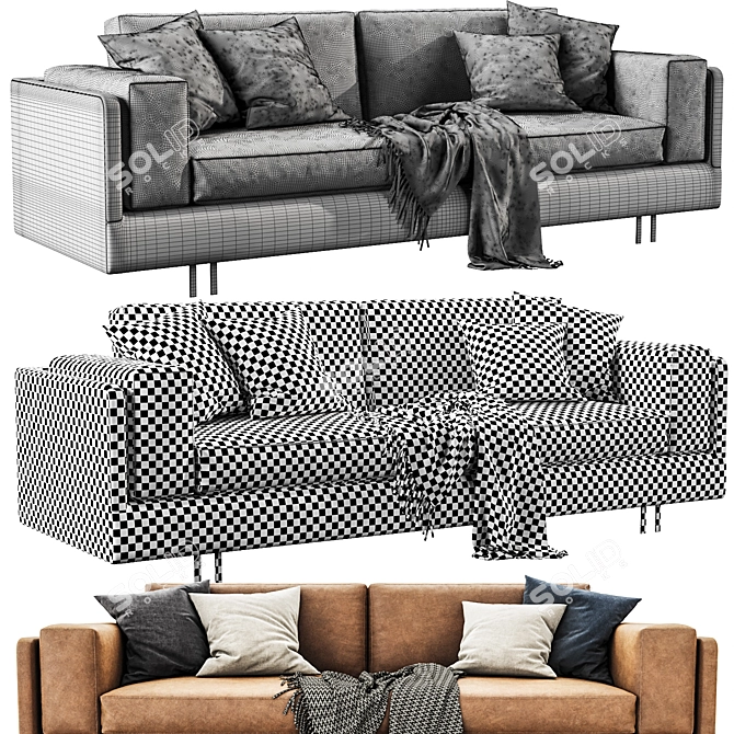 Modern Mama Leather Sofa 3D model image 6