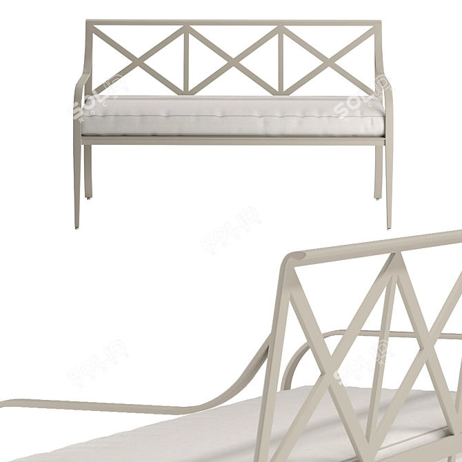 Stylish X-Back Virginia Outdoor Bench 3D model image 3