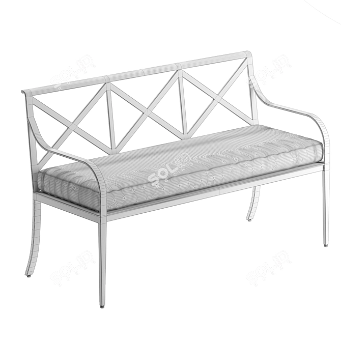 Stylish X-Back Virginia Outdoor Bench 3D model image 5