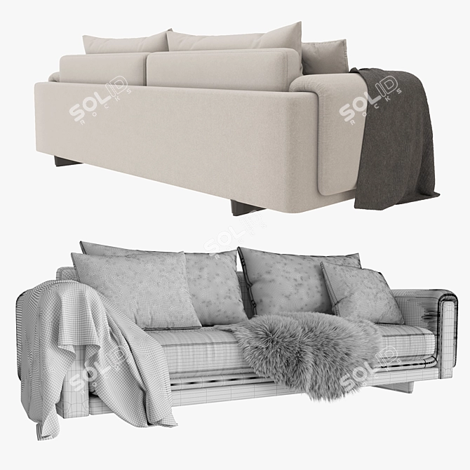 Modern Fabric Sofa Set 3D model image 2