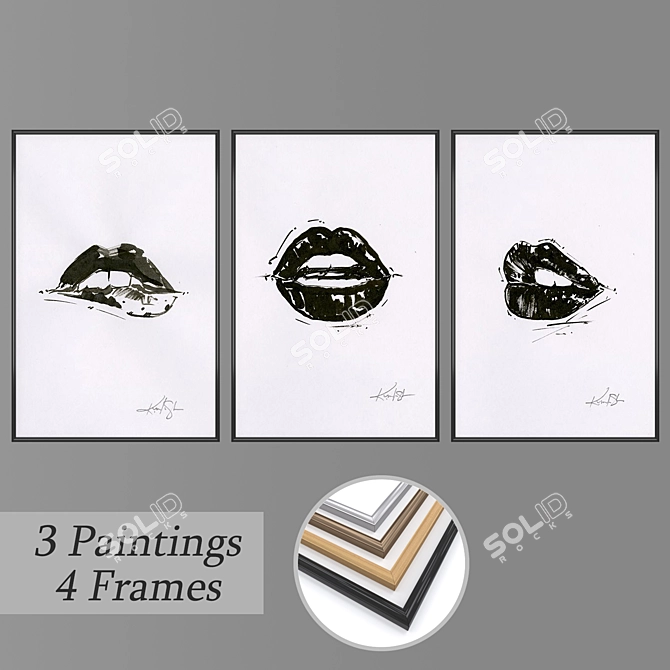 Elegant Wall Art Set No.1875 3D model image 1