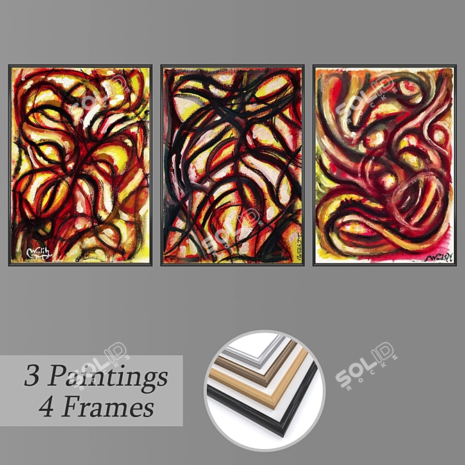 Elegant Wall Art Set with Multiple Frames 3D model image 1