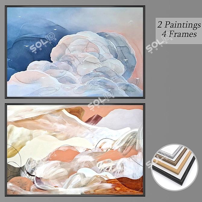 Contemporary Wall Art Set 3D model image 1