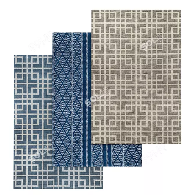 High-Quality 3-Piece Carpet Set 3D model image 1