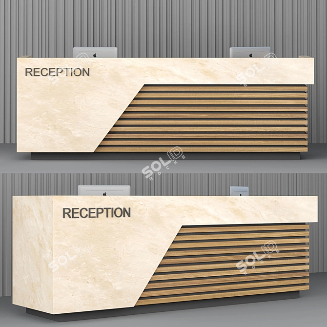 Modern Reception Desk - 1210x3500x900mm 3D model image 1