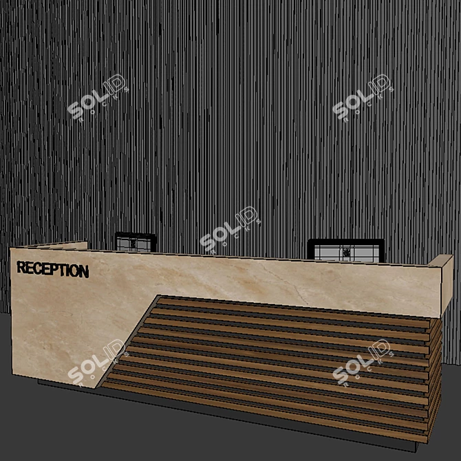 Modern Reception Desk - 1210x3500x900mm 3D model image 2