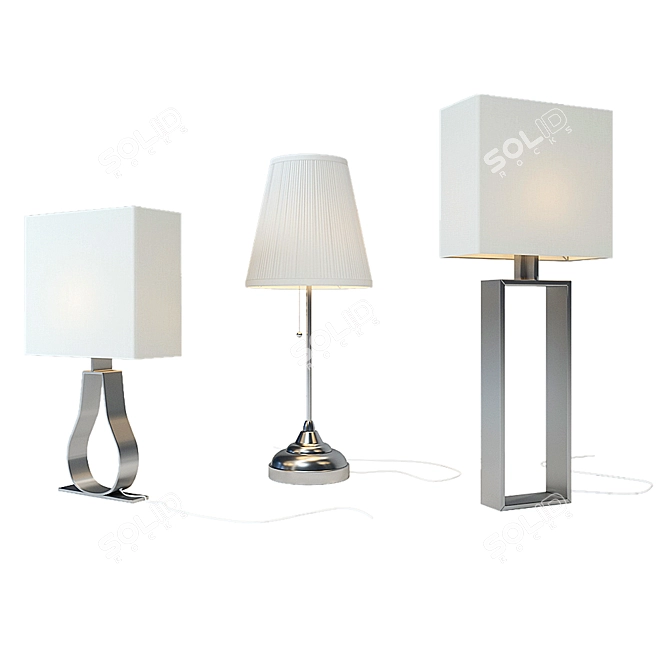 Elegant Nickel Table Lamps 3D model image 1