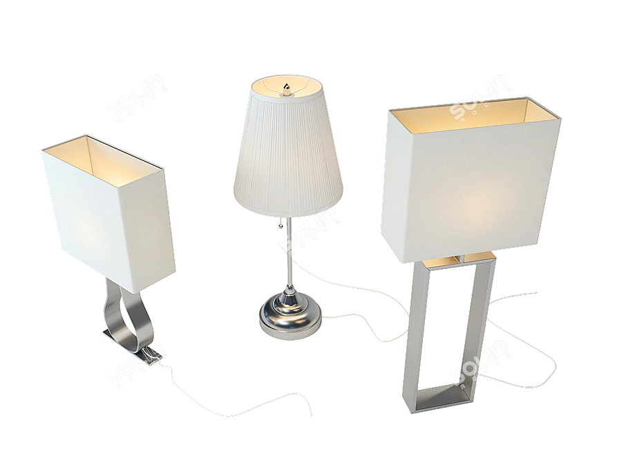 Elegant Nickel Table Lamps 3D model image 2