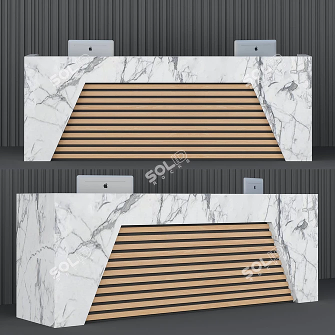 Sleek Reception Desk - 1200x3300x800 3D model image 1