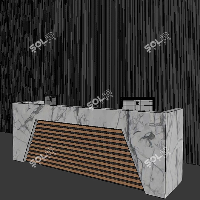 Sleek Reception Desk - 1200x3300x800 3D model image 2