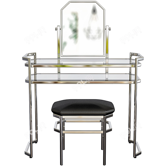 Chrome Shorewood Vanity Set: Elegant Stool & Mirror 3D model image 3