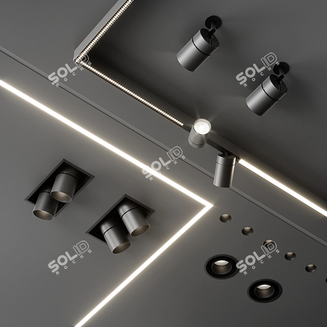 Reggiani Lighting Set: Yori Recessed, Mood Fixed, Traceline 3D model image 1