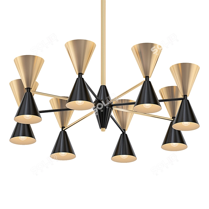 Elegant Black and Gold Cairo Chandelier 3D model image 1