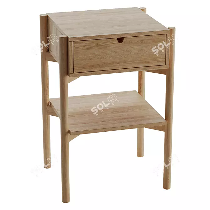 Stylish JYSK Oak Bedside Table 3D model image 1